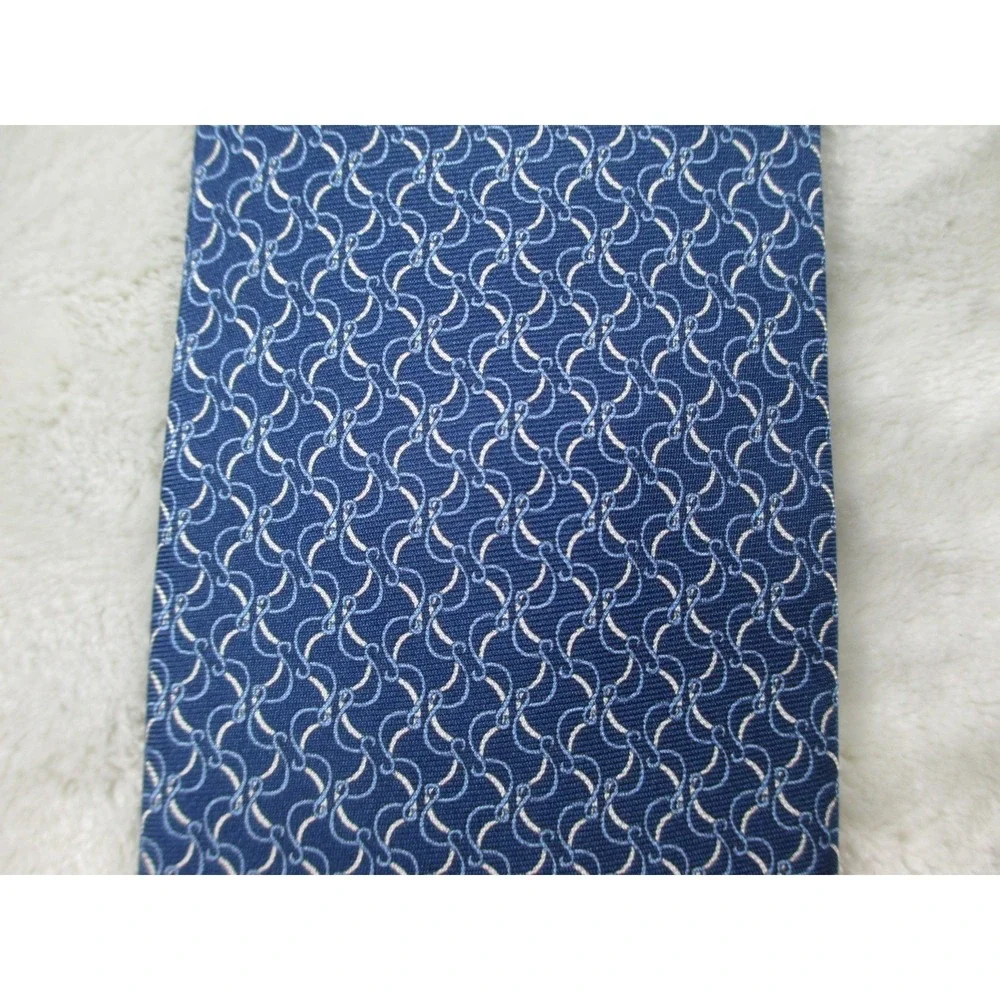 NEW ETON Neck Tie Mens Blue Geometric Silk Made In Italy Casual 13